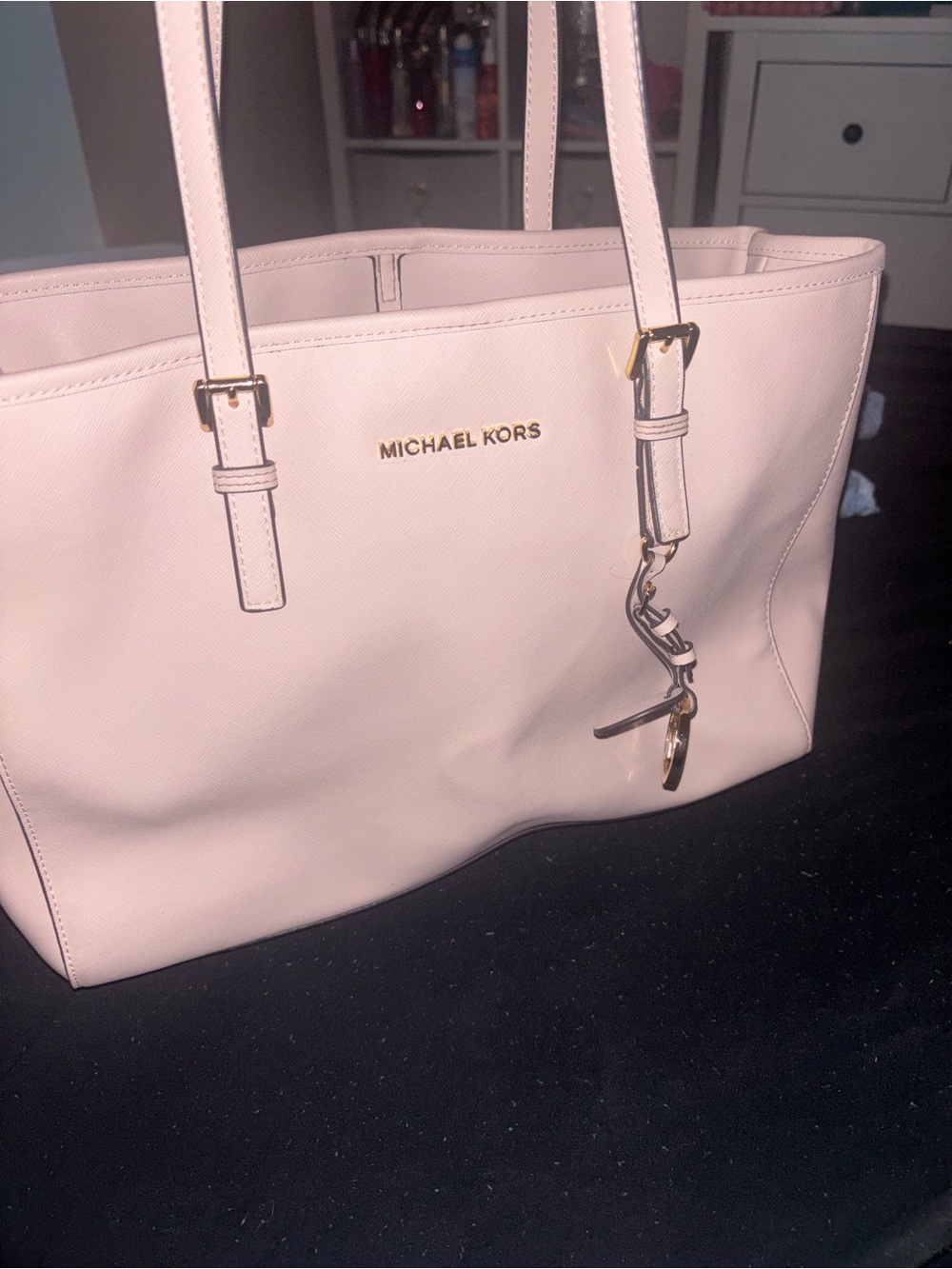 Michael Kors Blush Pink Saffiano Tote with Gold Hardware